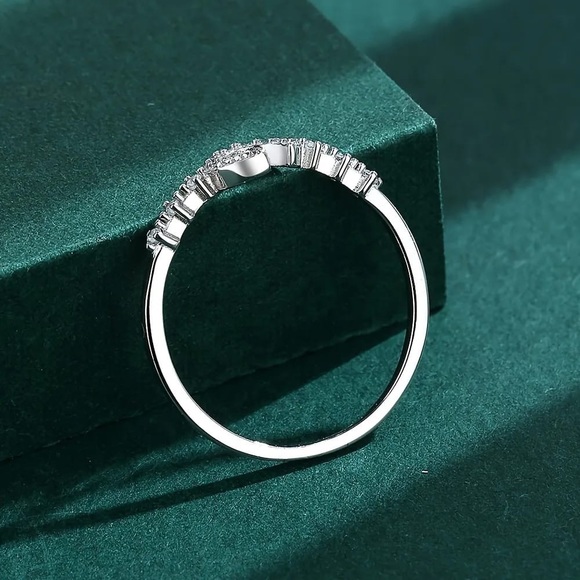 925 Crescent Moon CZ Ring - Picture 3 of 5